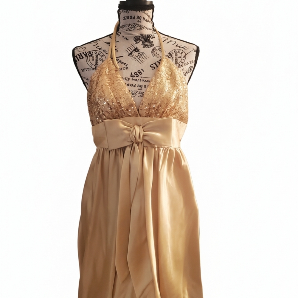 NWT Fiesta Gold Sequin Halter Chemise
